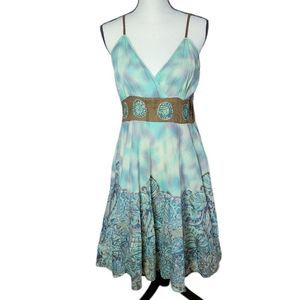 INDIA Boutique Tye Dye Sundress Spaghetti Straps Sequin Embellished Size Large